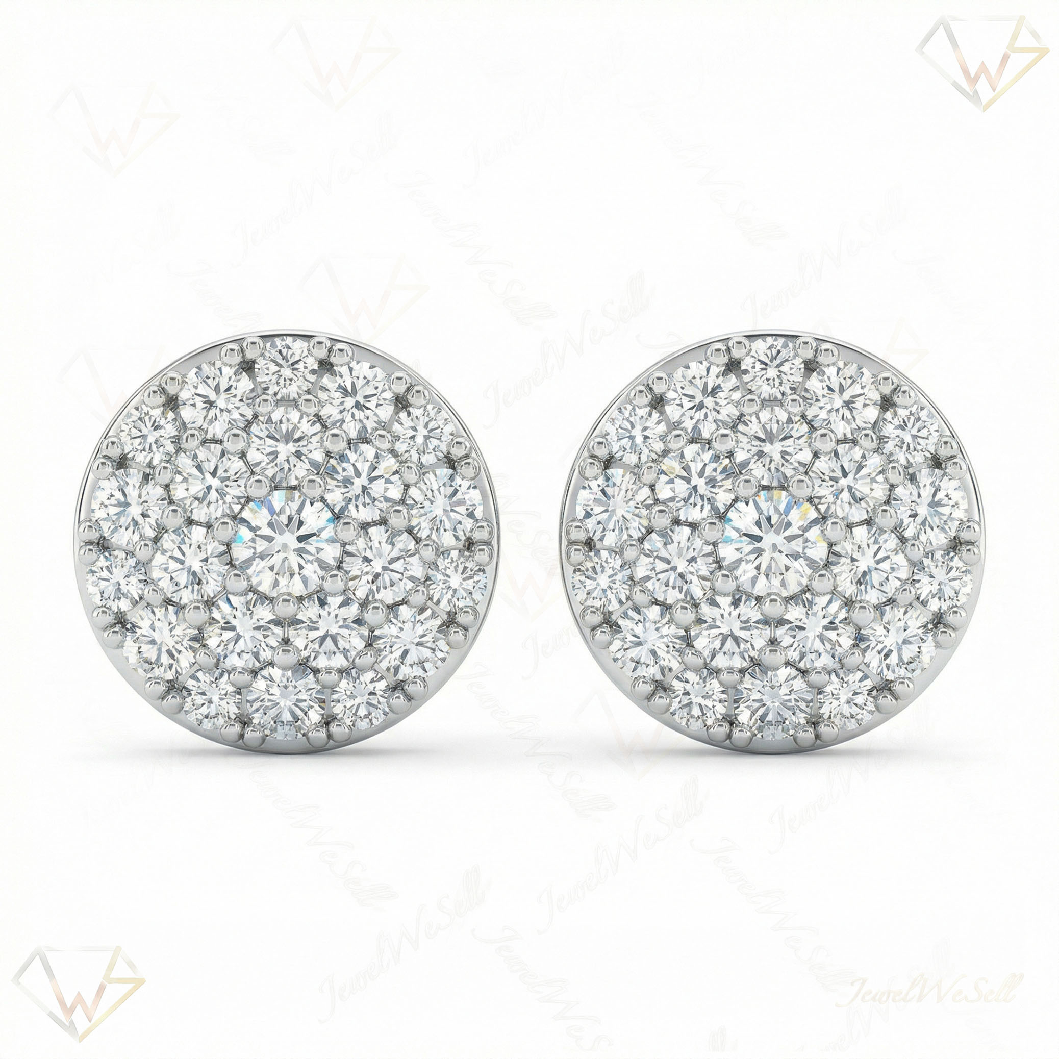 1.95 ct EF VS Moissanite Cluster Earrings in 925 Sterling Silver 301167