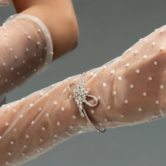 Woman wearing elegant earrings